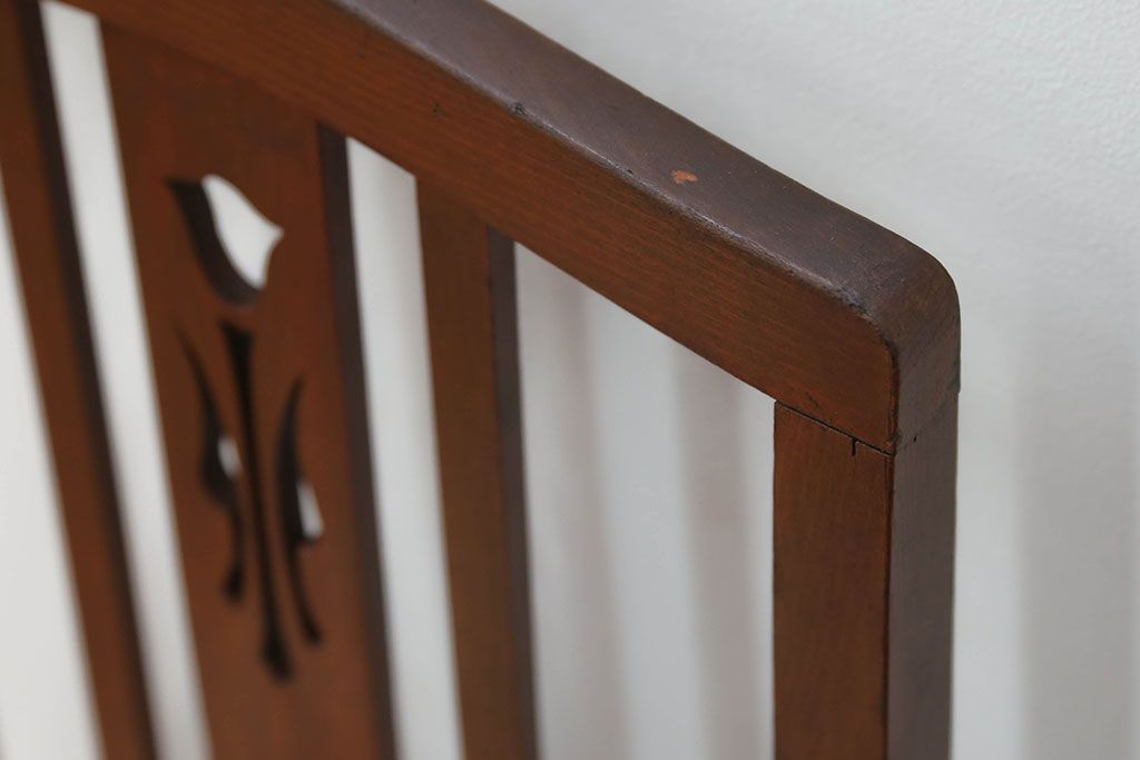 レトロ家具　昭和レトロ アンティークリネン座面のチェア(1)(椅子、イス)