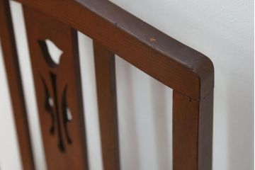 レトロ家具　昭和レトロ アンティークリネン座面のチェア(1)(椅子、イス)