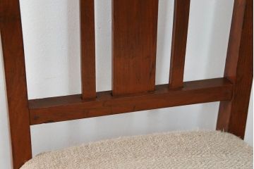 レトロ家具　昭和レトロ アンティークリネン座面のチェア(1)(椅子、イス)