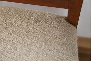 レトロ家具　昭和レトロ アンティークリネン座面のチェア(1)(椅子、イス)