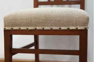 レトロ家具　昭和レトロ アンティークリネン座面のチェア(1)(椅子、イス)