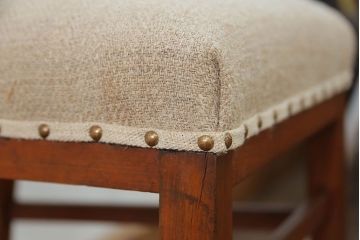 レトロ家具　昭和レトロ アンティークリネン座面のチェア(1)(椅子、イス)