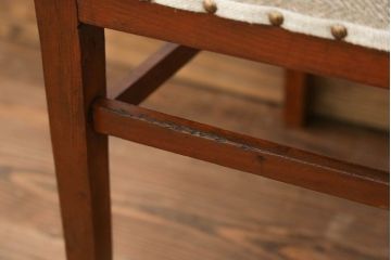 レトロ家具　昭和レトロ アンティークリネン座面のチェア(1)(椅子、イス)