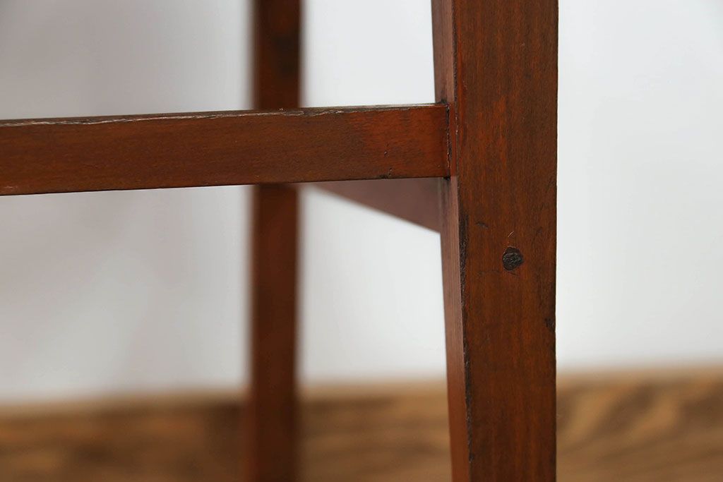 レトロ家具　昭和レトロ アンティークリネン座面のチェア(1)(椅子、イス)