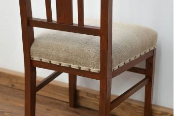 レトロ家具　昭和レトロ アンティークリネン座面のチェア(1)(椅子、イス)