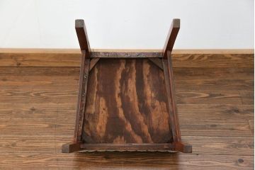 レトロ家具　昭和レトロ アンティークリネン座面のチェア(1)(椅子、イス)