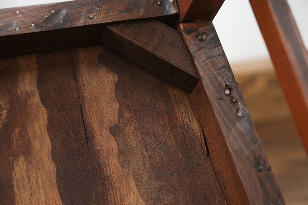 レトロ家具　昭和レトロ アンティークリネン座面のチェア(1)(椅子、イス)