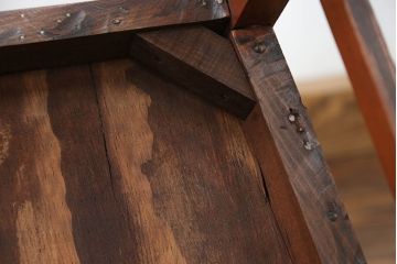 レトロ家具　昭和レトロ アンティークリネン座面のチェア(1)(椅子、イス)