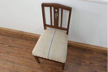 レトロ家具　昭和レトロ アンティークリネン座面のチェア(2)(椅子、イス)