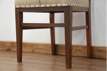 レトロ家具　昭和レトロ アンティークリネン座面のチェア(2)(椅子、イス)