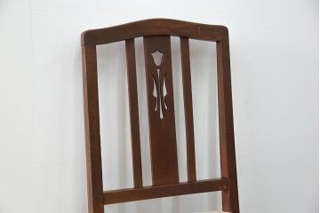 レトロ家具　昭和レトロ アンティークリネン座面のチェア(2)(椅子、イス)