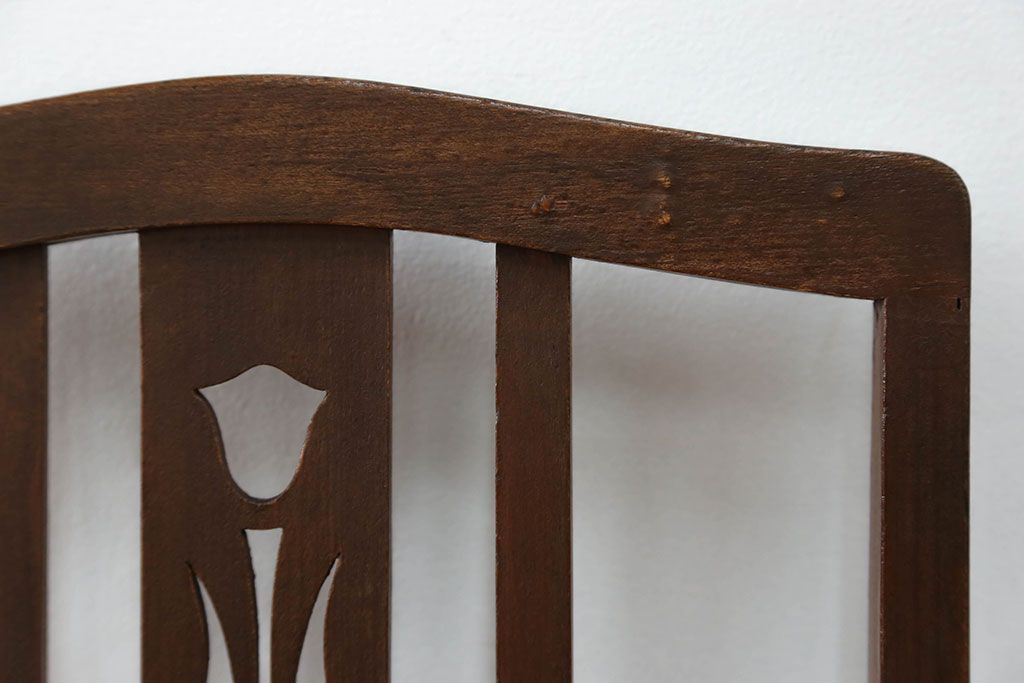 レトロ家具　昭和レトロ アンティークリネン座面のチェア(2)(椅子、イス)