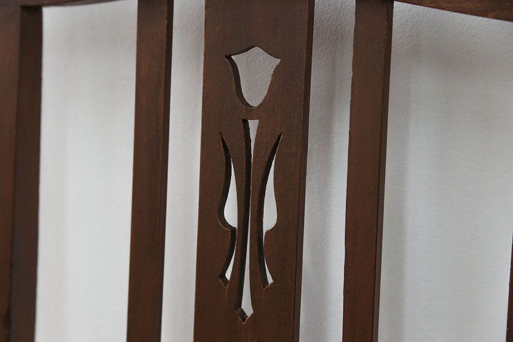 レトロ家具　昭和レトロ アンティークリネン座面のチェア(2)(椅子、イス)