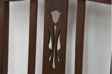 レトロ家具　昭和レトロ アンティークリネン座面のチェア(2)(椅子、イス)