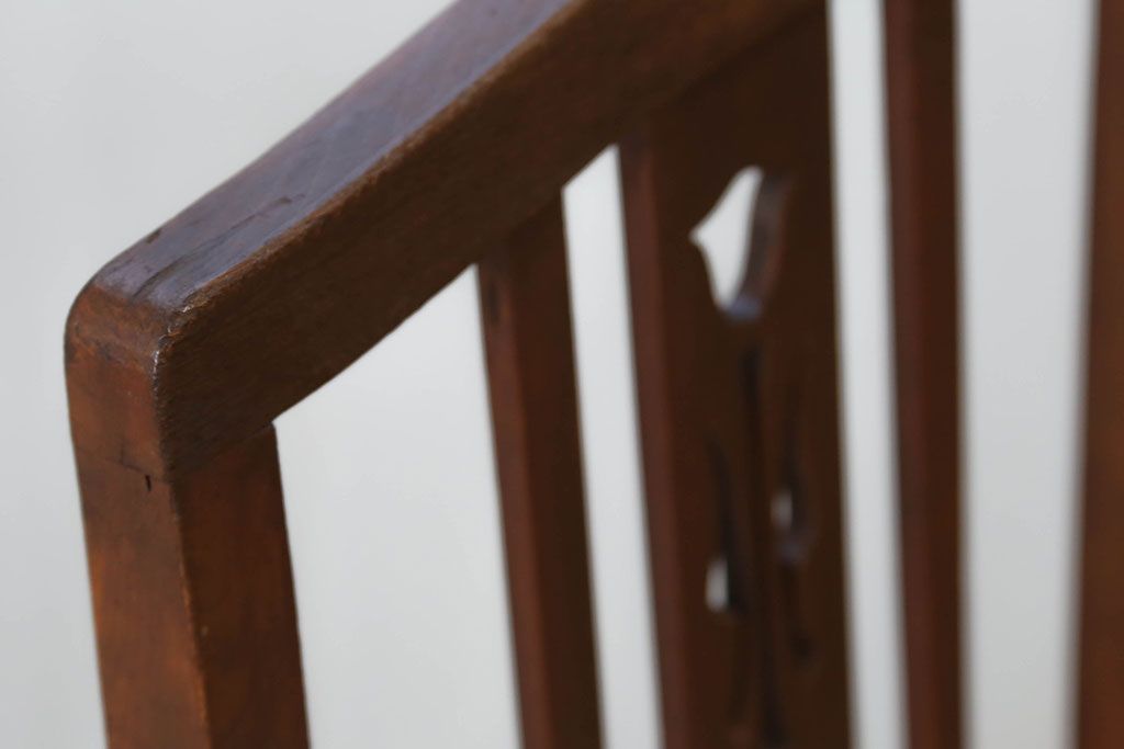 レトロ家具　昭和レトロ アンティークリネン座面のチェア(2)(椅子、イス)