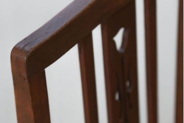 レトロ家具　昭和レトロ アンティークリネン座面のチェア(2)(椅子、イス)