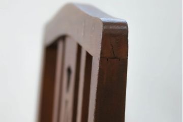 レトロ家具　昭和レトロ アンティークリネン座面のチェア(2)(椅子、イス)