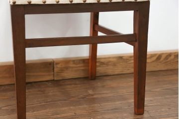 レトロ家具　昭和レトロ アンティークリネン座面のチェア(2)(椅子、イス)