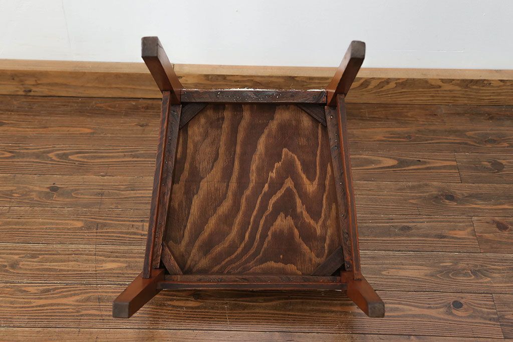 レトロ家具　昭和レトロ アンティークリネン座面のチェア(2)(椅子、イス)