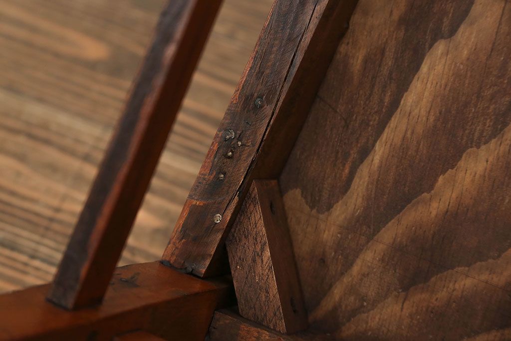 レトロ家具　昭和レトロ アンティークリネン座面のチェア(2)(椅子、イス)