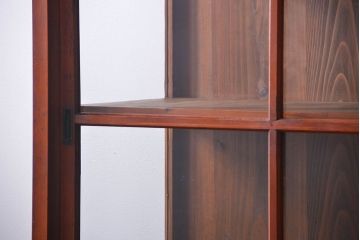 アンティーク家具　アンティーク 三面ガラスの美しい二段重ね収納棚(ガラスケース、ショーケース、飾り棚)