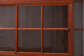 アンティーク家具　アンティーク 三面ガラスの美しい二段重ね収納棚(ガラスケース、ショーケース、飾り棚)