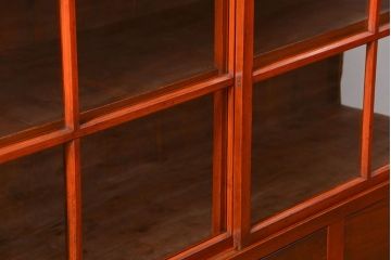 アンティーク家具　アンティーク 三面ガラスの美しい二段重ね収納棚(ガラスケース、ショーケース、飾り棚)