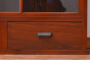 アンティーク家具　アンティーク 三面ガラスの美しい二段重ね収納棚(ガラスケース、ショーケース、飾り棚)