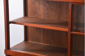 アンティーク家具　アンティーク 三面ガラスの美しい二段重ね収納棚(ガラスケース、ショーケース、飾り棚)