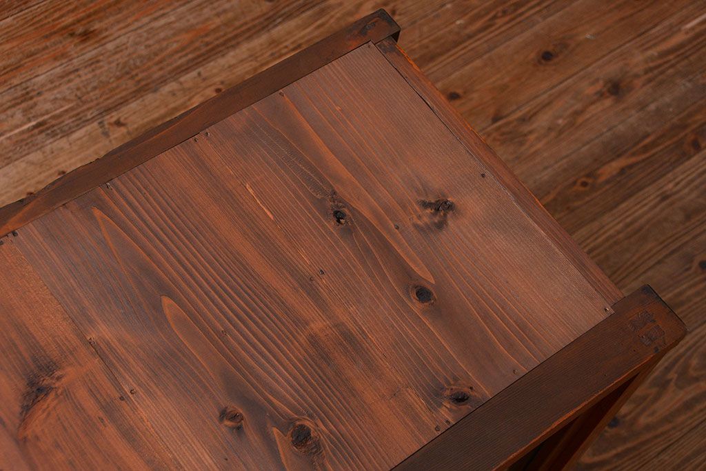 アンティーク家具　アンティーク 三面ガラスの美しい二段重ね収納棚(ガラスケース、ショーケース、飾り棚)