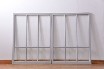 アンティーク ペンキのはげたかわいいガラス窓2枚セット(1) (ガラス戸、引き戸)