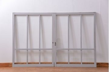 アンティーク ペンキのはげたかわいいガラス窓2枚セット(1) (ガラス戸、引き戸)