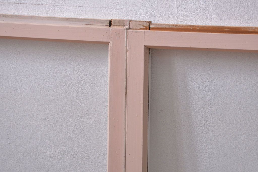 アンティーク ペンキのはげたかわいいガラス窓2枚セット(2) (ガラス戸、引き戸)