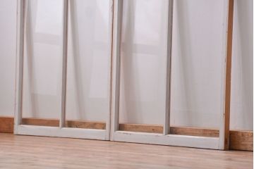 昭和レトロ ペンキのはげたフィックス窓2枚セット (はめ殺し戸、ガラス戸)