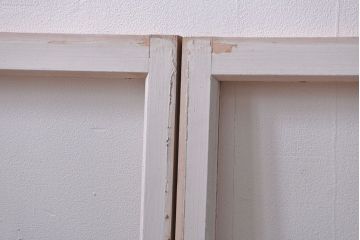 昭和レトロ ペンキのはげたフィックス窓2枚セット (はめ殺し戸、ガラス戸)