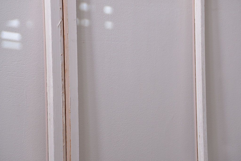 昭和レトロ ペンキのはげたフィックス窓2枚セット (はめ殺し戸、ガラス戸)