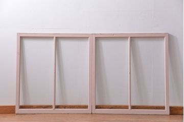 昭和レトロ ペンキのはげたフィックス窓2枚セット (はめ殺し戸、ガラス戸)