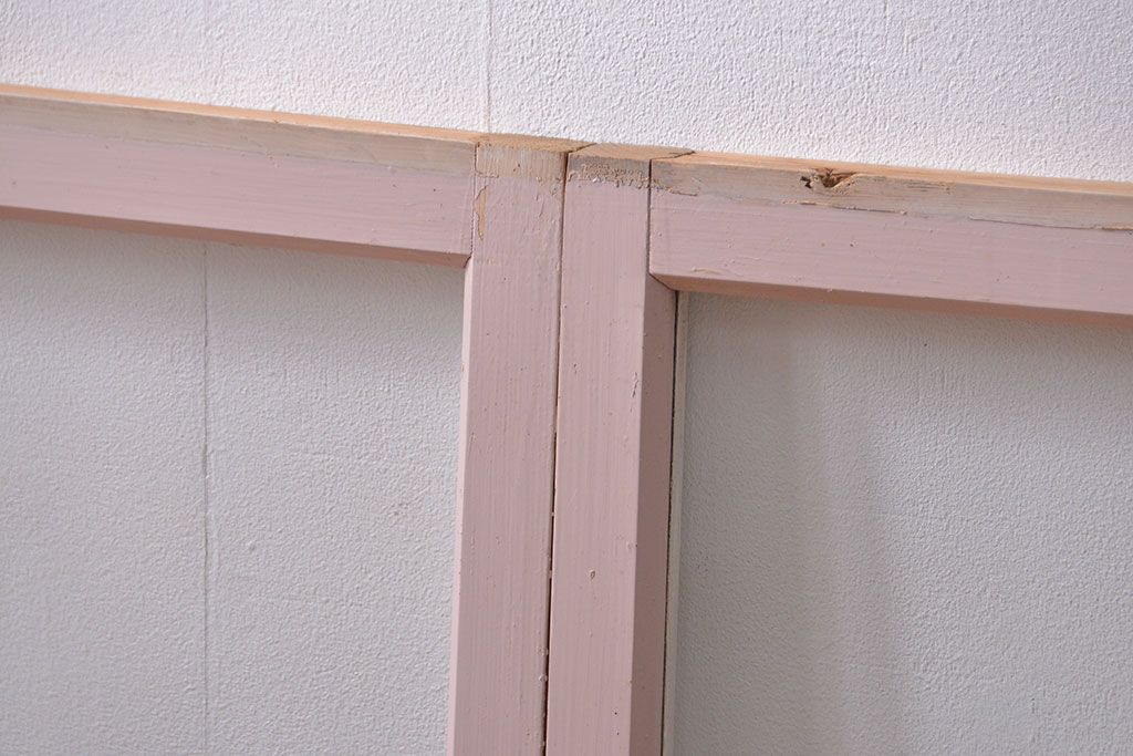 昭和レトロ ペンキのはげたフィックス窓2枚セット (はめ殺し戸、ガラス戸)