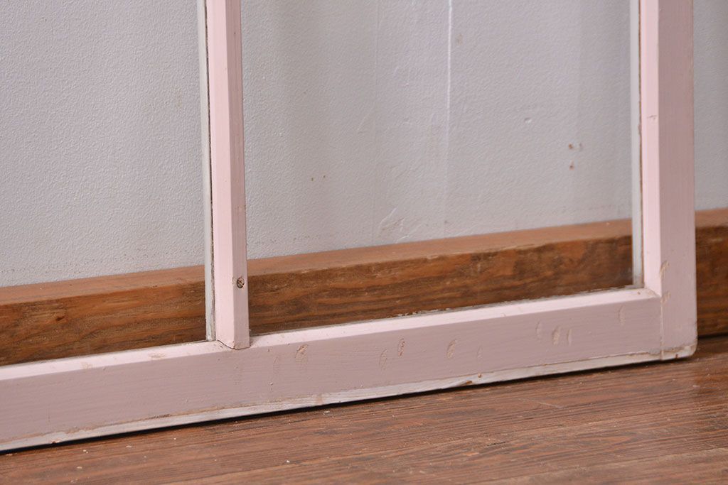 昭和レトロ ペンキのはげたフィックス窓2枚セット (はめ殺し戸、ガラス戸)