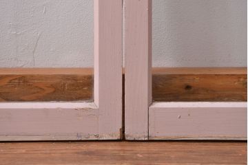 昭和レトロ ペンキのはげたフィックス窓2枚セット (はめ殺し戸、ガラス戸)