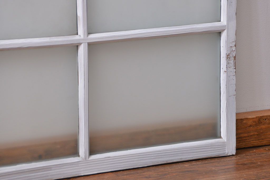 アンティーク ペンキのはげたかわいいガラス窓2枚セット(3) (ガラス戸、引き戸)