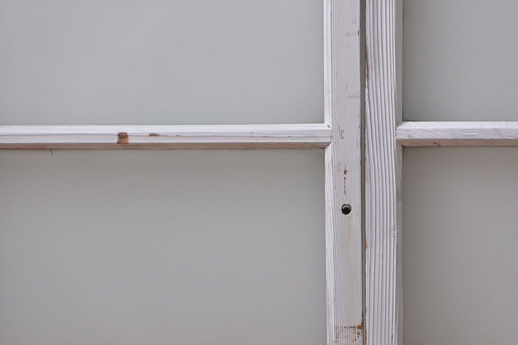 アンティーク ペンキのはげたかわいいガラス窓2枚セット(3) (ガラス戸、引き戸)