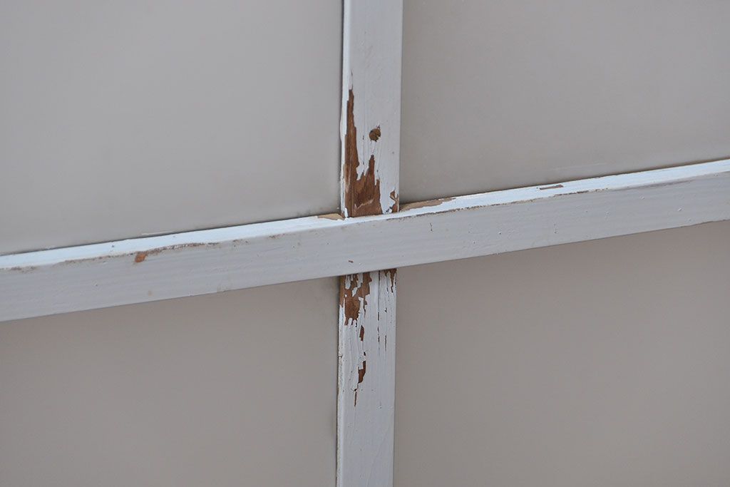 アンティーク ペンキのはげたかわいいガラス窓2枚セット(3) (ガラス戸、引き戸)