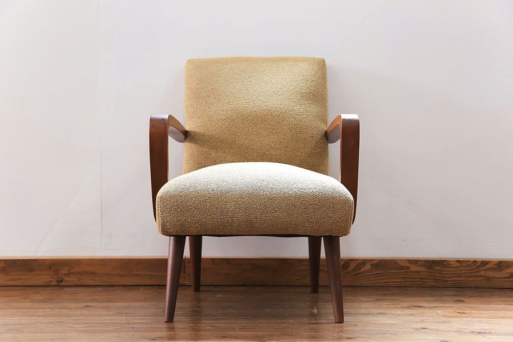 レトロ家具　昭和レトロ かわいいデザインのアンティークアームチェア(2)(ソファ、椅子、イス)