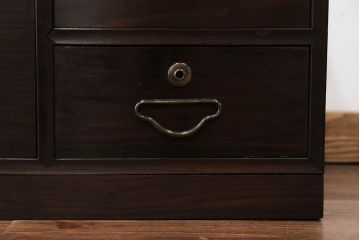 アンティーク家具　大正ロマン 全面黒檀材のシックな時代箪笥ローチェスト (ローボード)