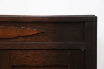 アンティーク家具　大正ロマン 古い木の上品なレコードケース (サイドキャビネット)