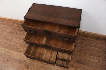 アンティーク家具　古民具・骨董 大きな丸金具の時代箪笥