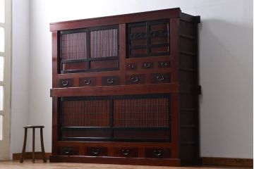 アンティーク家具 アンティーク 前面欅材!上質な六尺水屋箪笥