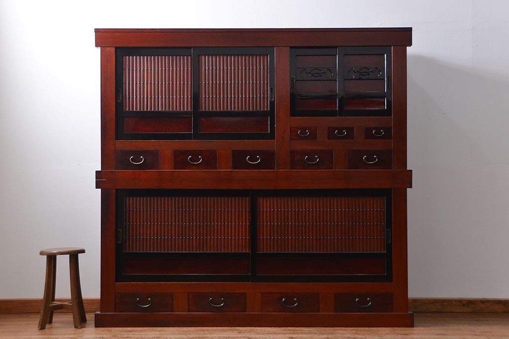 アンティーク家具 アンティーク 前面欅材!上質な六尺水屋箪笥