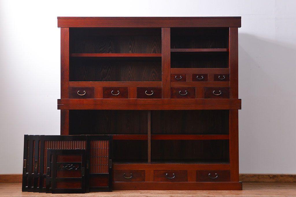 アンティーク家具 アンティーク 前面欅材!上質な六尺水屋箪笥